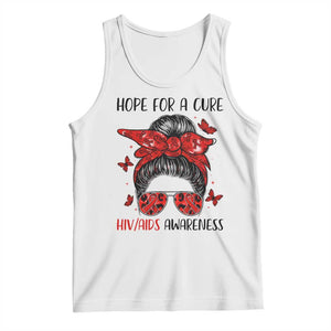Hope For A Cure HIV Awareness Tank Top Strong Woman Red Ribbon Gift TS12 White Print Your Wear