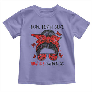 Hope For A Cure HIV Awareness Toddler T Shirt Strong Woman Red Ribbon Gift TS12 Violet Print Your Wear