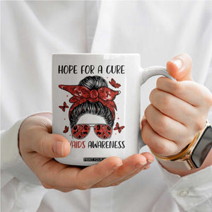 Hope For A Cure HIV Awareness Coffee Mug Strong Woman Red Ribbon Gift TS12 Print Your Wear