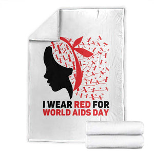 I Wear Red For World AIDS Day Throw Blanket HIV Awareness Dragonfly Support Gift TS12 White Print Your Wear