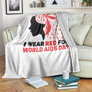 I Wear Red For World AIDS Day Throw Blanket HIV Awareness Dragonfly Support Gift TS12 Print Your Wear