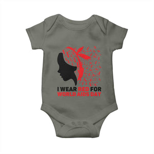 I Wear Red For World AIDS Day Baby Onesie HIV Awareness Dragonfly Support Gift TS12 Military Green Print Your Wear