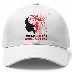 I Wear Red For World AIDS Day Baseball Cap HIV Awareness Dragonfly Support Gift TS12 Print Your Wear