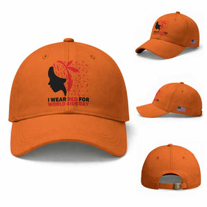 I Wear Red For World AIDS Day Baseball Cap HIV Awareness Dragonfly Support Gift TS12 Baseball Cap Universal Fit Orange Print Your Wear