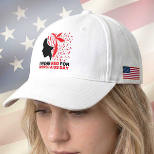 I Wear Red For World AIDS Day Baseball Cap HIV Awareness Dragonfly Support Gift TS12 Print Your Wear