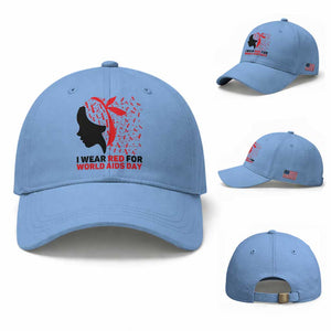 I Wear Red For World AIDS Day Baseball Cap HIV Awareness Dragonfly Support Gift TS12 Baseball Cap Universal Fit Light Blue Print Your Wear