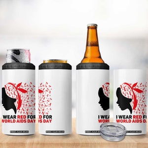 I Wear Red For World AIDS Day 4 in 1 Can Cooler Tumbler HIV Awareness Dragonfly Support Gift TS12 Print Your Wear