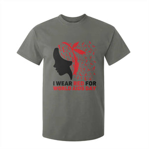 I Wear Red For World AIDS Day T Shirt For Kid HIV Awareness Dragonfly Support Gift TS12 Military Green Print Your Wear