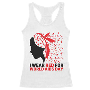 I Wear Red For World AIDS Day Racerback Tank Top HIV Awareness Dragonfly Support Gift TS12 White Print Your Wear