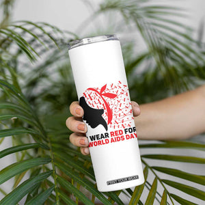 I Wear Red For World AIDS Day Skinny Tumbler HIV Awareness Dragonfly Support Gift TS12 Print Your Wear