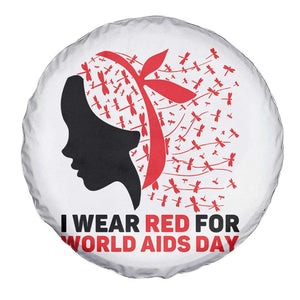 I Wear Red For World AIDS Day Spare Tire Cover HIV Awareness Dragonfly Support Gift TS12 Print Your Wear