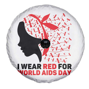 I Wear Red For World AIDS Day Spare Tire Cover HIV Awareness Dragonfly Support Gift TS12 Print Your Wear