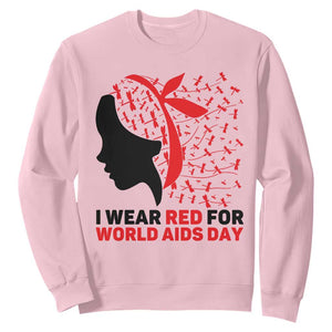 I Wear Red For World AIDS Day Sweatshirt HIV Awareness Dragonfly Support Gift TS12 Light Pink Print Your Wear