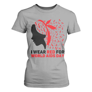I Wear Red For World AIDS Day T Shirt For Women HIV Awareness Dragonfly Support Gift TS12 Sport Gray Print Your Wear
