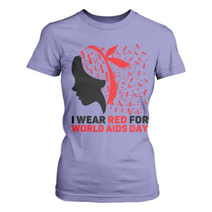 I Wear Red For World AIDS Day T Shirt For Women HIV Awareness Dragonfly Support Gift TS12 Violet Print Your Wear