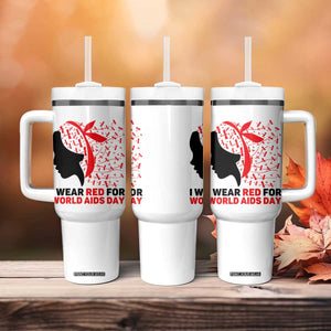 I Wear Red For World AIDS Day Tumbler With Handle HIV Awareness Dragonfly Support Gift TS12 Print Your Wear