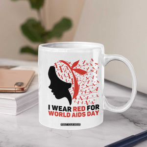I Wear Red For World AIDS Day Coffee Mug HIV Awareness Dragonfly Support Gift TS12 Print Your Wear