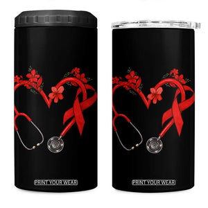 Healthcare Hero HIV Awareness 4 in 1 Can Cooler Tumbler Red Ribbon Support Gift TS12 One Size: 16 oz Black Print Your Wear
