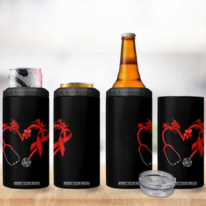 Healthcare Hero HIV Awareness 4 in 1 Can Cooler Tumbler Red Ribbon Support Gift TS12 Print Your Wear