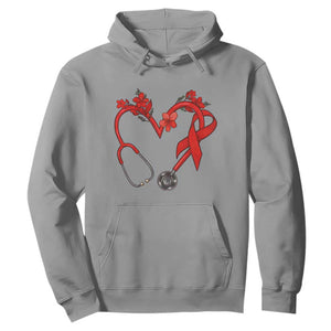 Healthcare Hero HIV Awareness Hoodie Red Ribbon Support Gift TS12 Sport Gray Print Your Wear