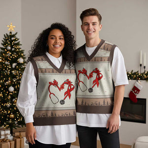 Healthcare Hero HIV Awareness V-Neck Knit Sweater Vest Red Ribbon Support Gift TS12 Mocha Mousse Print Your Wear