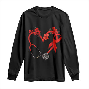 Healthcare Hero HIV Awareness Long Sleeve Shirt Red Ribbon Support Gift TS12 Black Print Your Wear