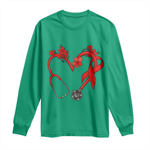 Healthcare Hero HIV Awareness Long Sleeve Shirt Red Ribbon Support Gift TS12 Irish Green Print Your Wear