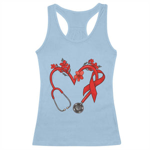 Healthcare Hero HIV Awareness Racerback Tank Top Red Ribbon Support Gift TS12 Light Blue Print Your Wear