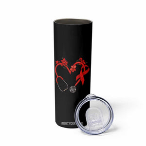 Healthcare Hero HIV Awareness Skinny Tumbler Red Ribbon Support Gift TS12 Print Your Wear