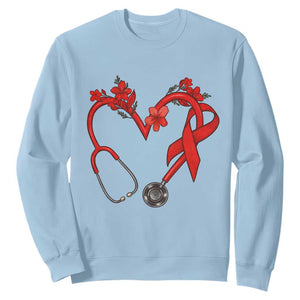 Healthcare Hero HIV Awareness Sweatshirt Red Ribbon Support Gift TS12 Light Blue Print Your Wear