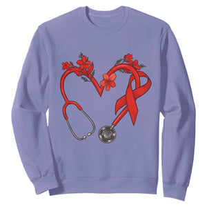 Healthcare Hero HIV Awareness Sweatshirt Red Ribbon Support Gift TS12 Violet Print Your Wear