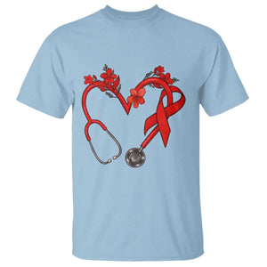 Healthcare Hero HIV Awareness T Shirt Red Ribbon Support Gift TS12 Light Blue Print Your Wear