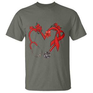Healthcare Hero HIV Awareness T Shirt Red Ribbon Support Gift TS12 Military Green Print Your Wear