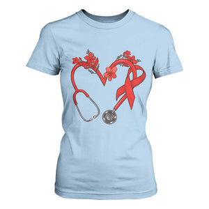 Healthcare Hero HIV Awareness T Shirt For Women Red Ribbon Support Gift TS12 Light Blue Print Your Wear