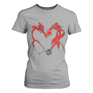 Healthcare Hero HIV Awareness T Shirt For Women Red Ribbon Support Gift TS12 Sport Gray Print Your Wear