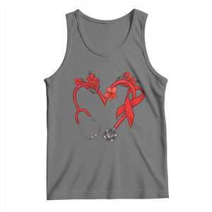 Healthcare Hero HIV Awareness Tank Top Red Ribbon Support Gift TS12 Black Heather Print Your Wear