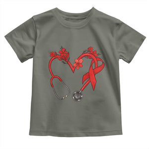 Healthcare Hero HIV Awareness Toddler T Shirt Red Ribbon Support Gift TS12 Military Green Print Your Wear