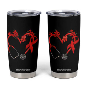 Healthcare Hero HIV Awareness Tumbler Cup Red Ribbon Support Gift TS12 Black Print Your Wear