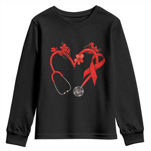Healthcare Hero HIV Awareness Youth Sweatshirt Red Ribbon Support Gift TS12 Black Print Your Wear