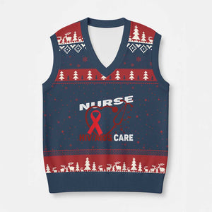 Healthcare Hero HIV AIDS Care Nurse Gift V-Neck Knit Sweater Vest TS12 Navy Red Print Your Wear