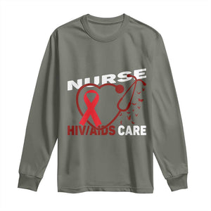 Healthcare Hero HIV AIDS Care Nurse Gift Long Sleeve Shirt TS12 Military Green Print Your Wear