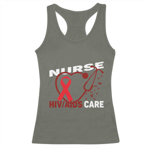 Healthcare Hero HIV AIDS Care Nurse Gift Racerback Tank Top TS12 Military Green Print Your Wear