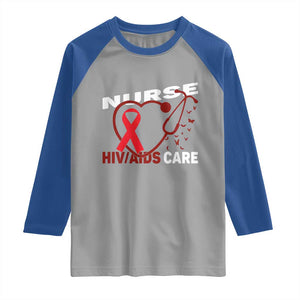 Healthcare Hero HIV AIDS Care Nurse Gift Raglan Shirt TS12 Sport Gray Royal Print Your Wear