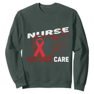 Healthcare Hero HIV AIDS Care Nurse Gift Sweatshirt TS12 Dark Forest Green Print Your Wear