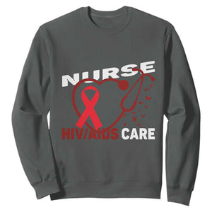 Healthcare Hero HIV AIDS Care Nurse Gift Sweatshirt TS12 Dark Heather Print Your Wear