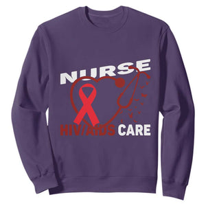 Healthcare Hero HIV AIDS Care Nurse Gift Sweatshirt TS12 Purple Print Your Wear