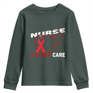 Healthcare Hero HIV AIDS Care Nurse Gift Youth Sweatshirt TS12 Dark Forest Green Print Your Wear