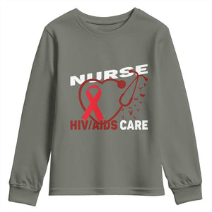Healthcare Hero HIV AIDS Care Nurse Gift Youth Sweatshirt TS12 Military Green Print Your Wear