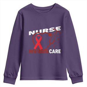 Healthcare Hero HIV AIDS Care Nurse Gift Youth Sweatshirt TS12 Purple Print Your Wear