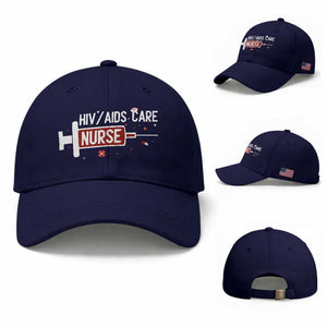 HIV AIDS Care Nurse Baseball Cap Red Ribbon Support Gift TS12 Baseball Cap Universal Fit Dark Blue Print Your Wear